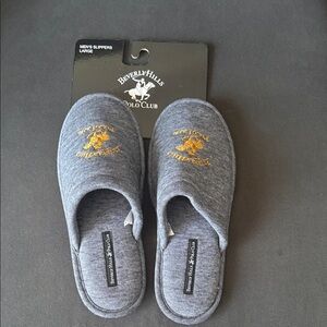 Beverly Hills Polo Club Men's Gray Slippers with Gold Logo